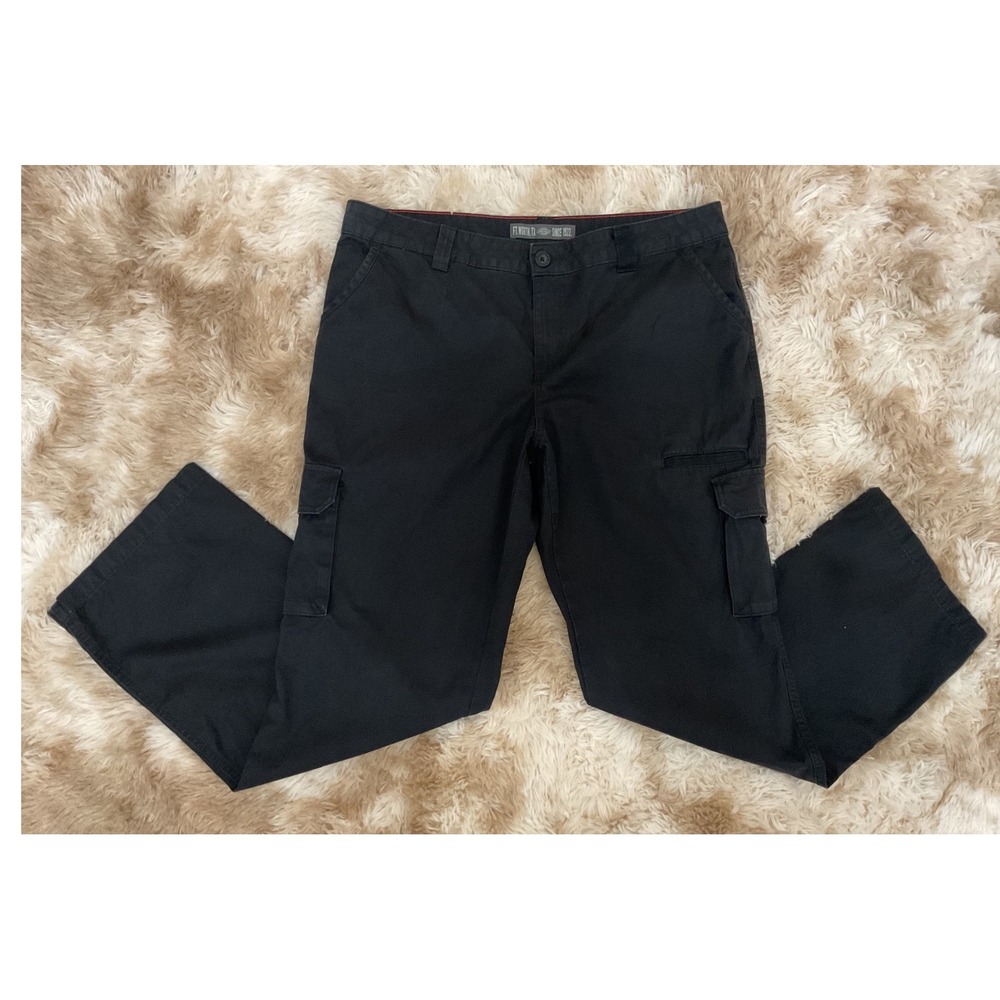 Dickies Relaxed Fit Cargo Pants Womens 16R Black Cotton Twill Straight FP777BK